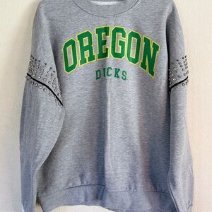 Women’s Gameday Couture Gray Oregon Sweatshirt with Studded Sleeves size Medium